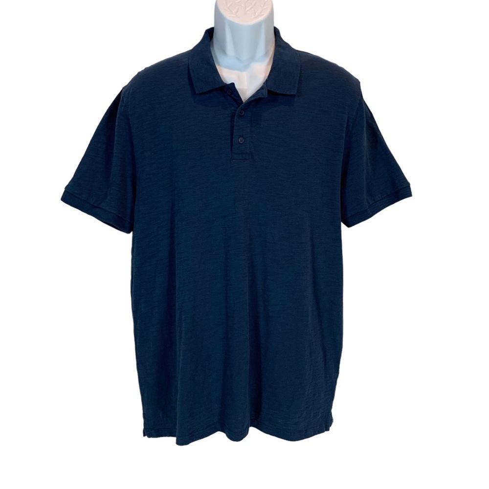Vince Short Sleeve 100% Cotton Polo Shirt - Blue - size Large
